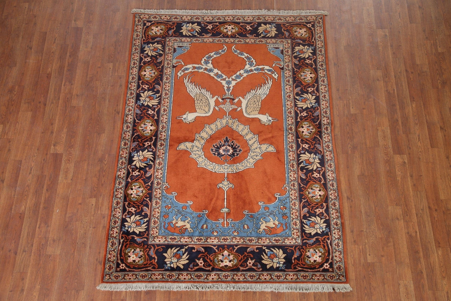 Animal Pictorial Heriz Vegetable Dye Persian Rug 5x6