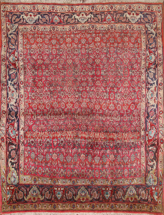 Antique Vegetable Dye Bidjar Square Persian Rug 4x4