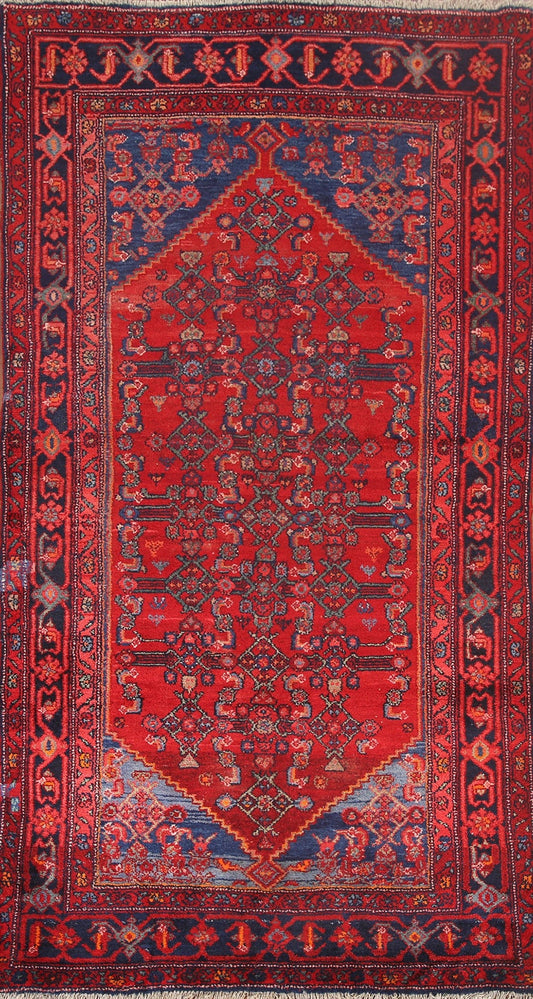 Red Vintage Hamedan Persian Area Rug 4x8