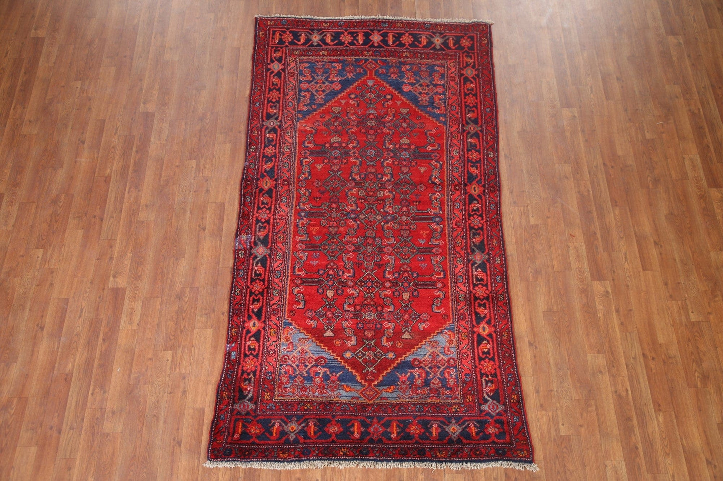 Red Vintage Hamedan Persian Area Rug 4x8