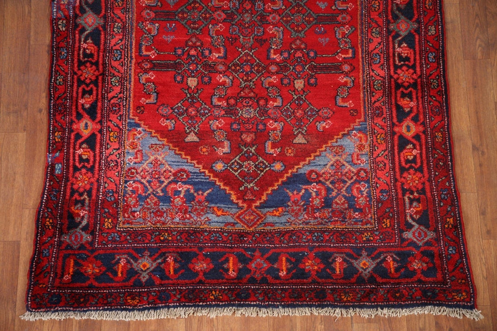 Red Vintage Hamedan Persian Area Rug 4x8