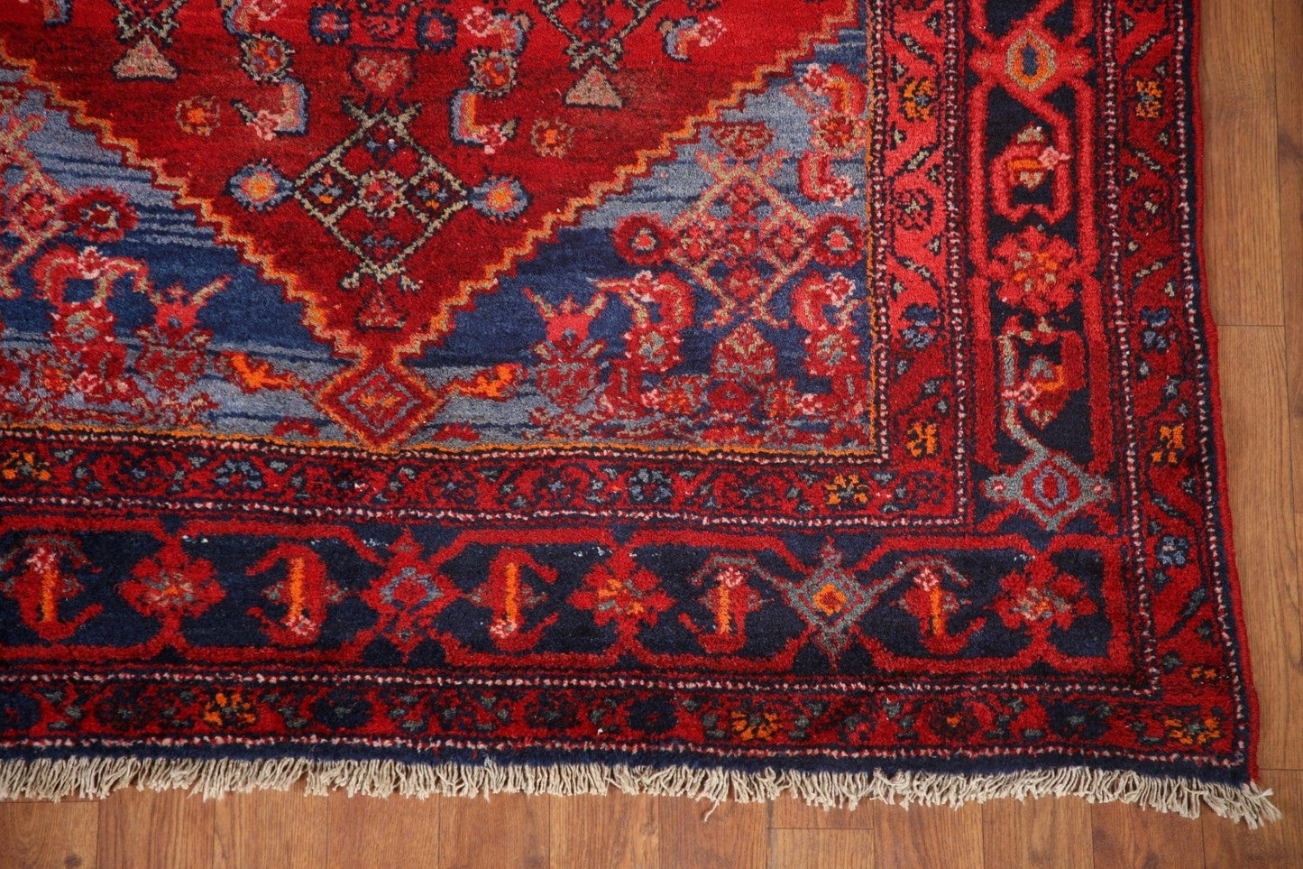 Red Vintage Hamedan Persian Area Rug 4x8