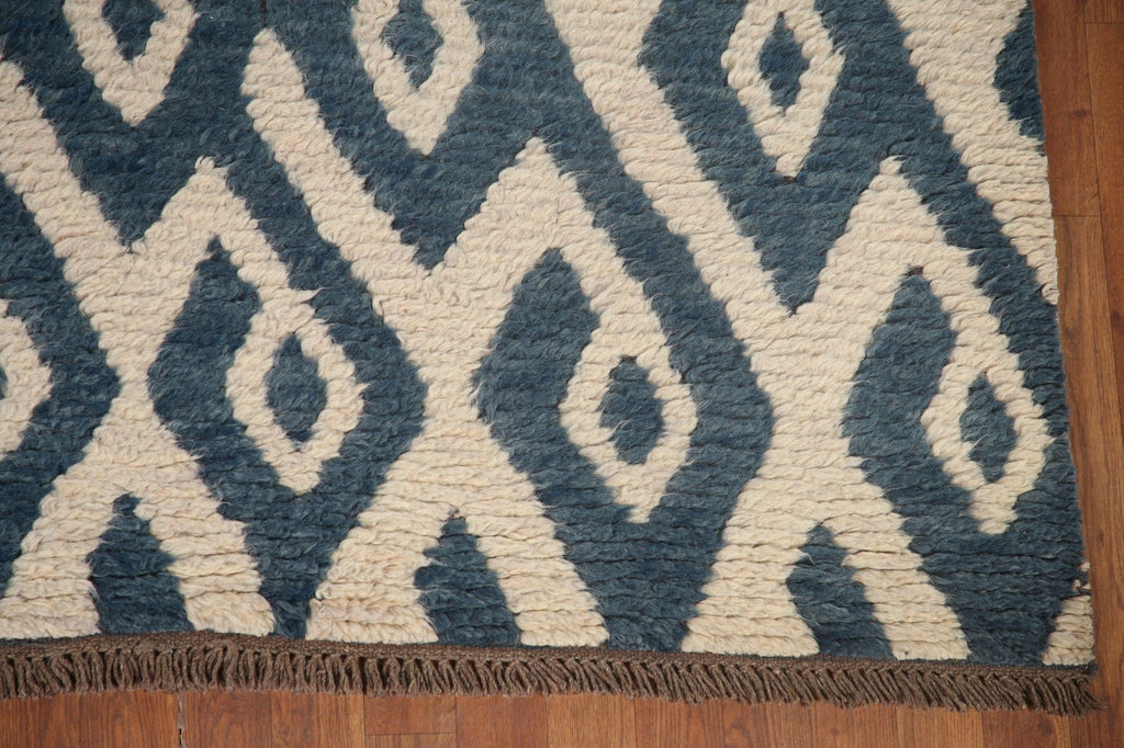 Ivory/ Blue Moroccan Oriental Area Rug 8x10