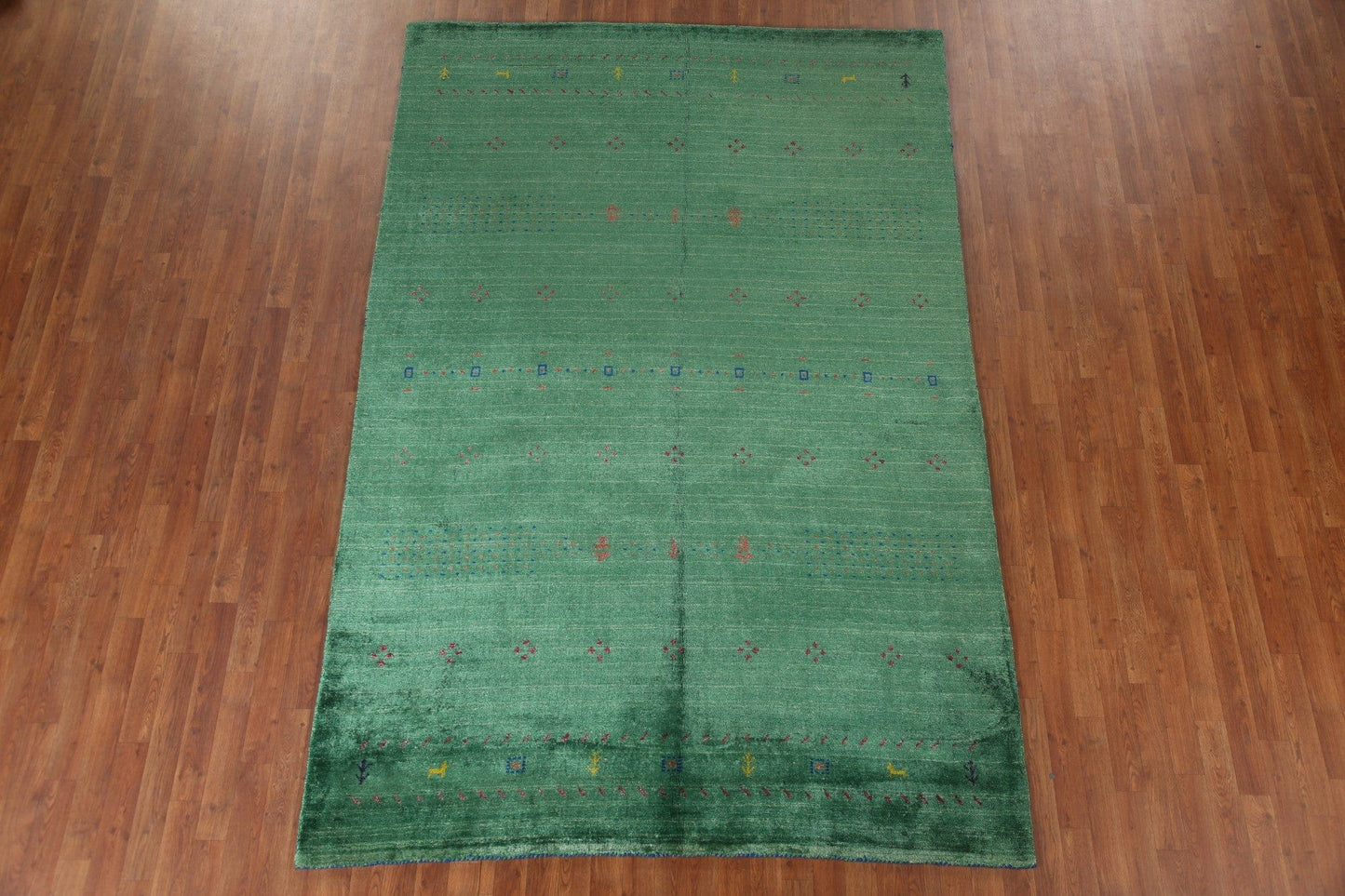 100% Silk Gabbeh Green Area Rug 6x10