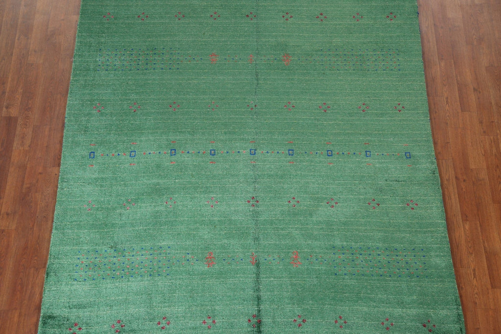 100% Silk Gabbeh Green Area Rug 6x10