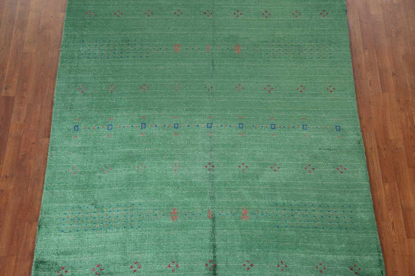 100% Silk Gabbeh Green Area Rug 6x10
