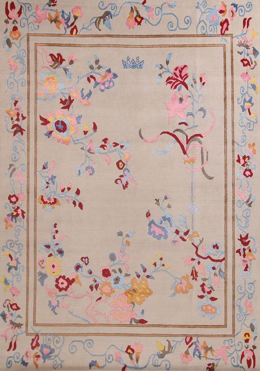 Wool & Silk Art Deco Oriental Area Rug 8x10