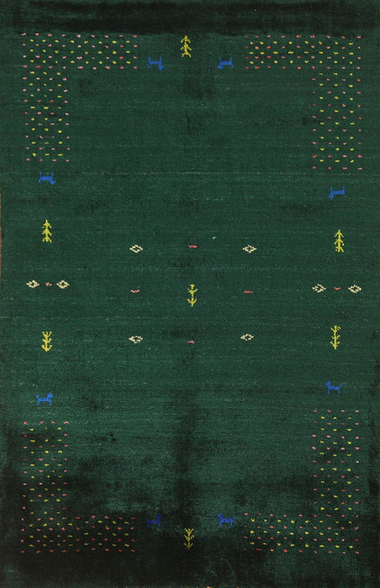 Dark Green Gabbeh Lori Area Rug 4x6