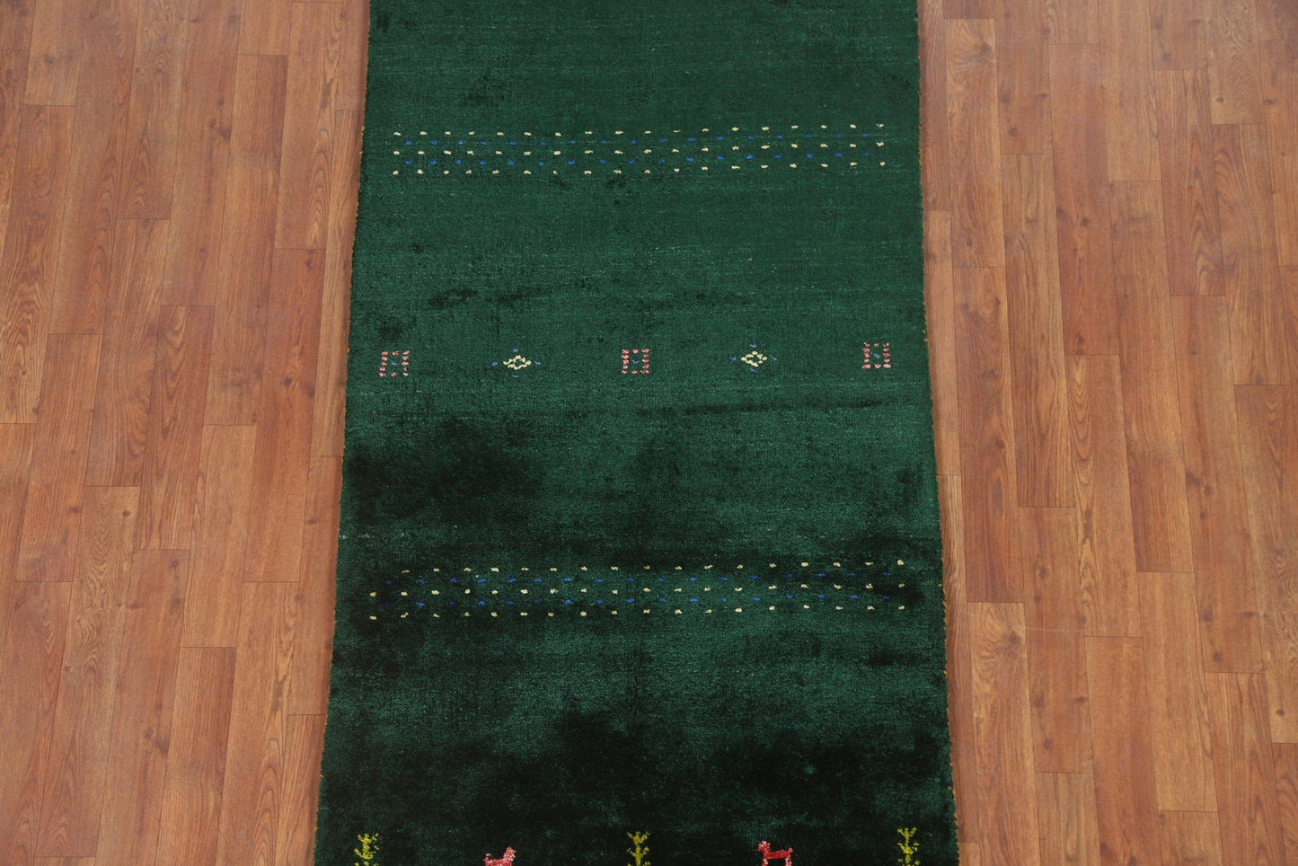 100% Silk Gabbeh Lori Green Area Rug 3x6