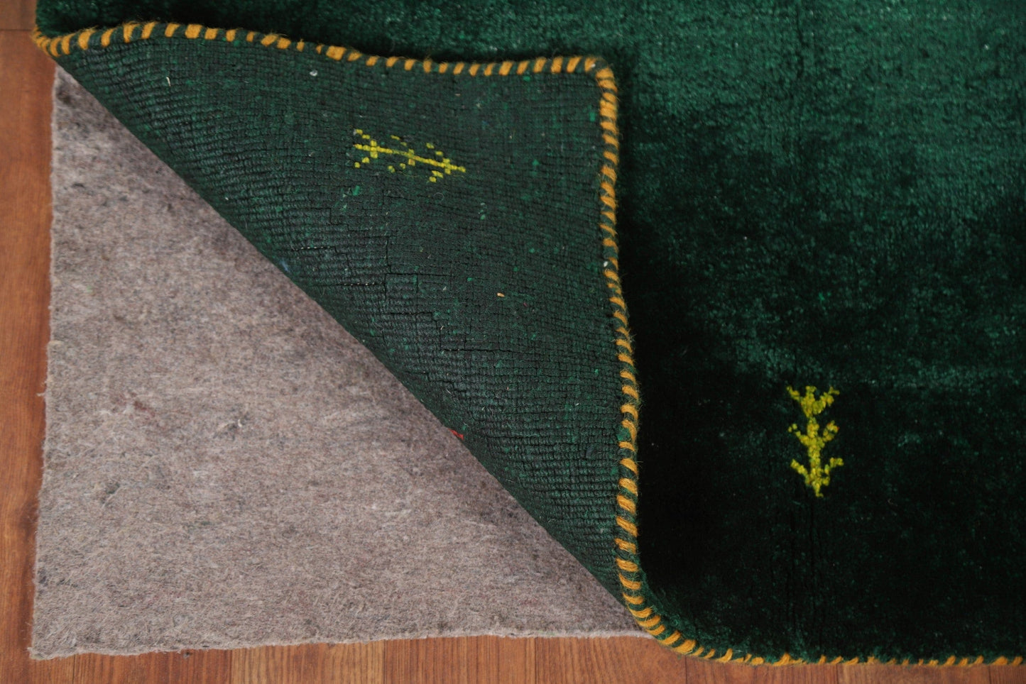 100% Silk Gabbeh Lori Green Area Rug 3x6