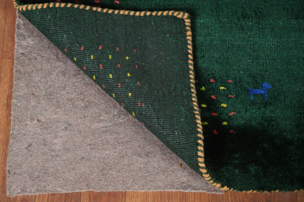 Dark Green Gabbeh Lori Silk Area Rug 4x6