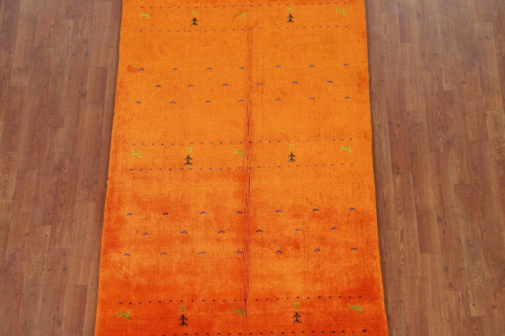 100% Silk Gabbeh Lori Oriental Area Rug 4x6