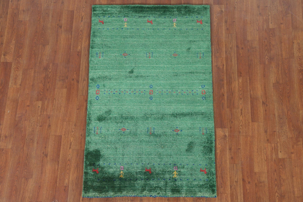 Green Gabbeh Lori Oriental Area Rug 3x5