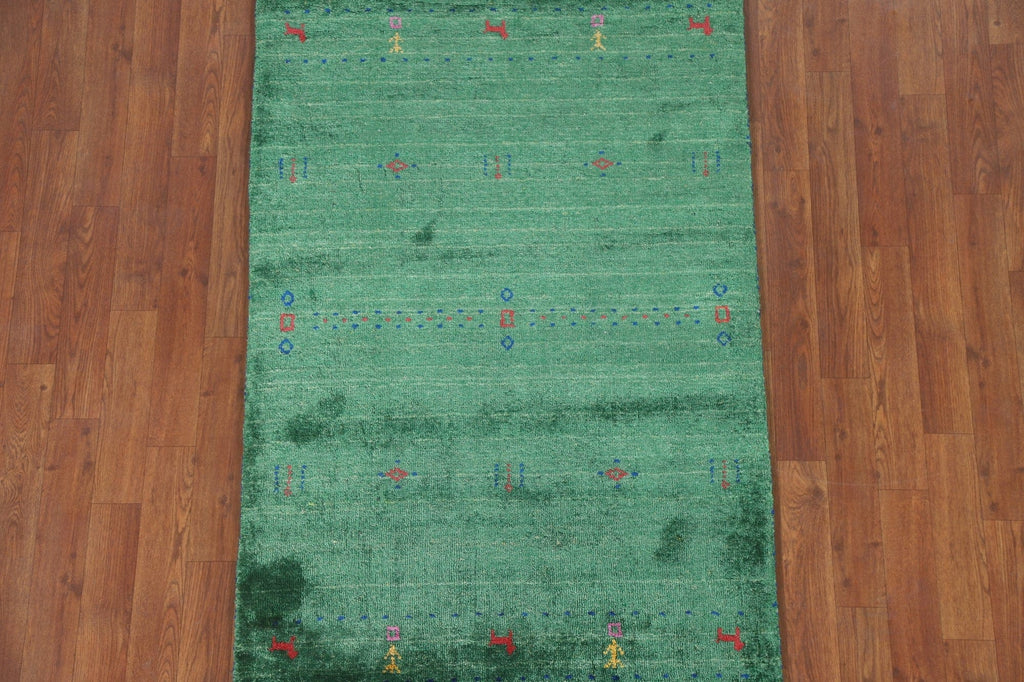 Green Gabbeh Lori Oriental Area Rug 3x5