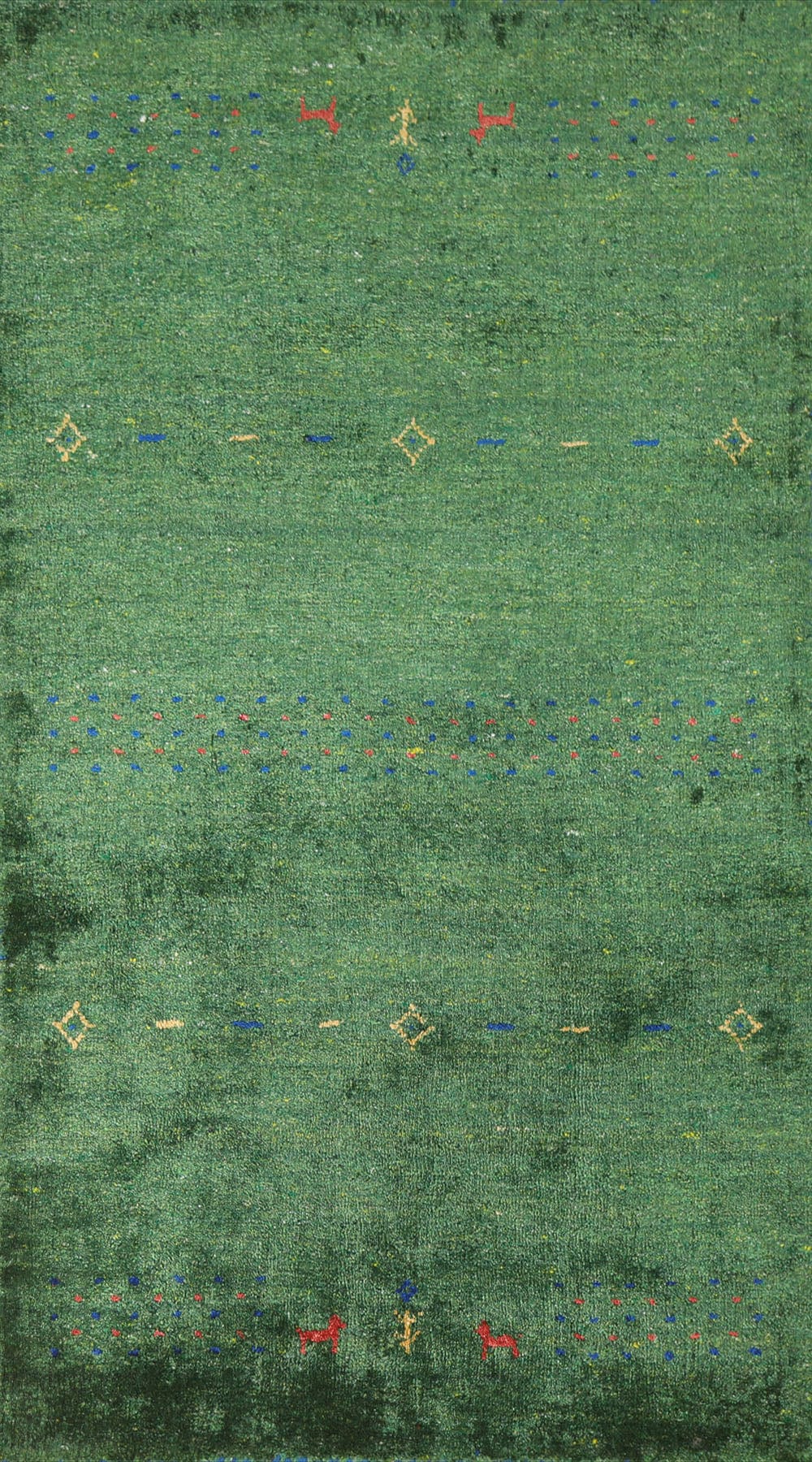 Green Gabbeh Lori Wool Area Rug 3x5