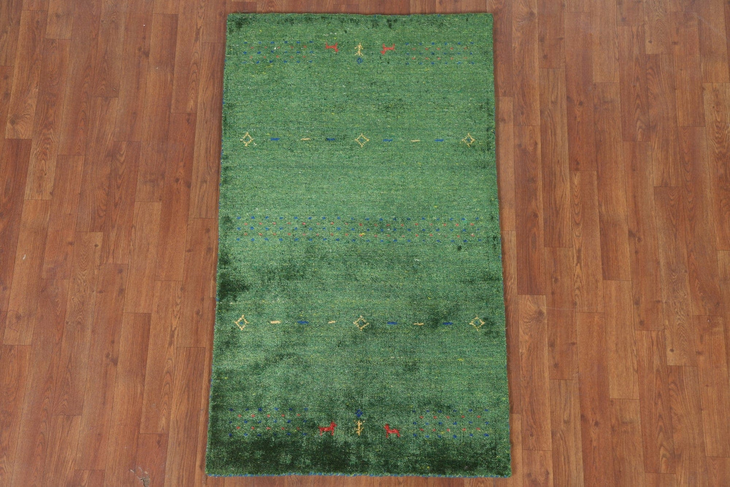 Green Gabbeh Lori Wool Area Rug 3x5