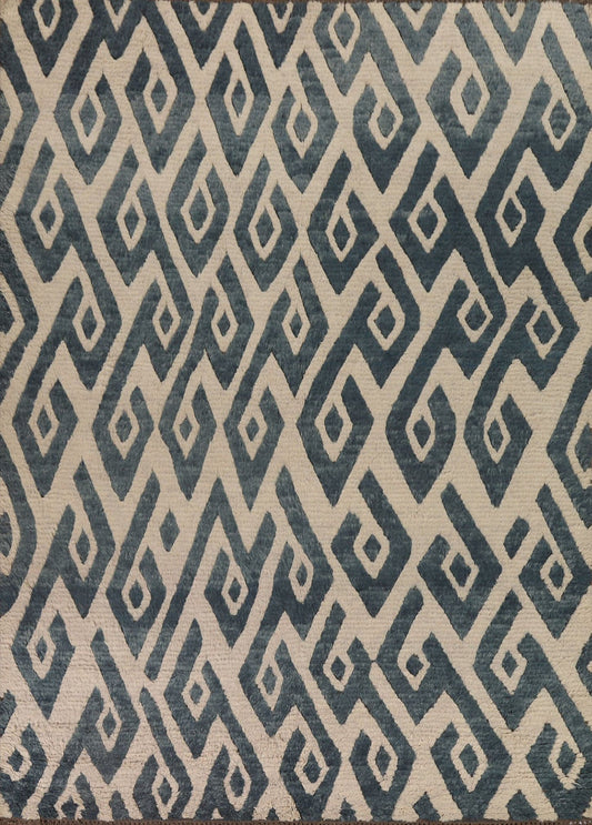 Geometric Moroccan Shaggy Wool Area Rug 8x10