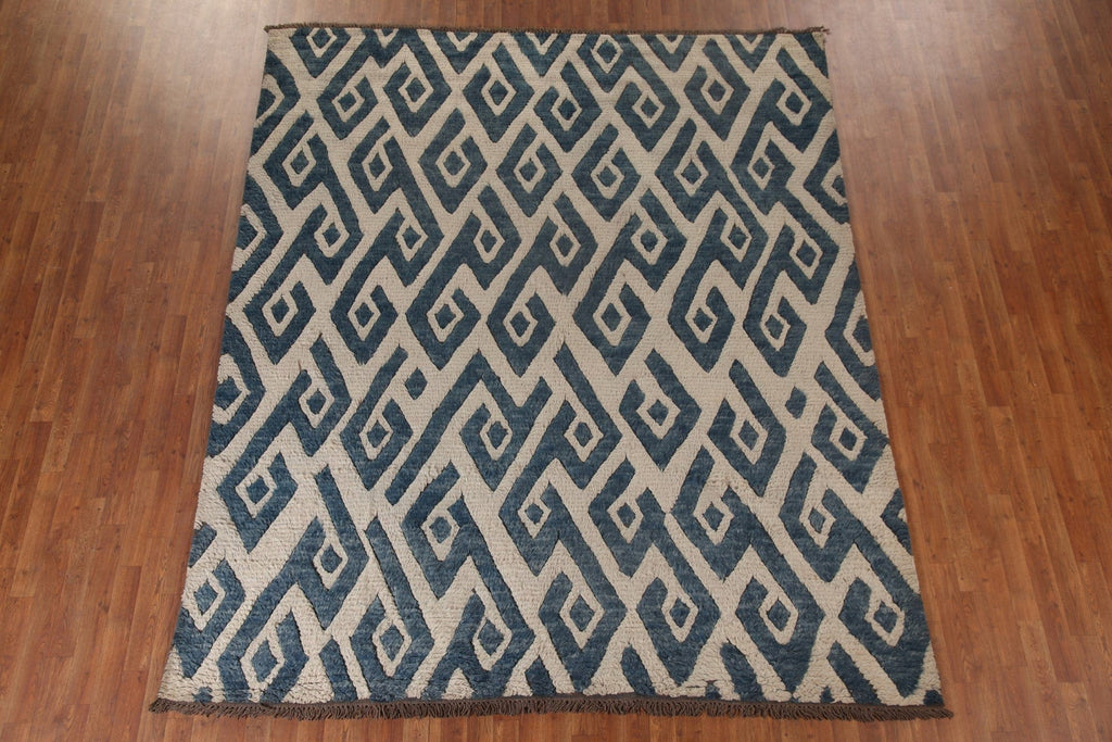 Ivory/ Blue Moroccan Oriental Area Rug 8x10