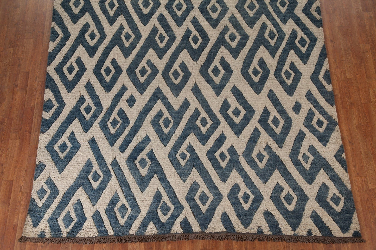 Ivory/ Blue Moroccan Oriental Area Rug 8x10