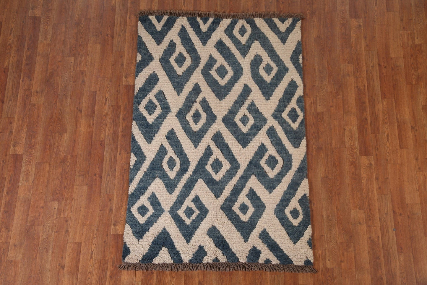 Geometric Moroccan Shaggy Oriental Area Rug 4x6