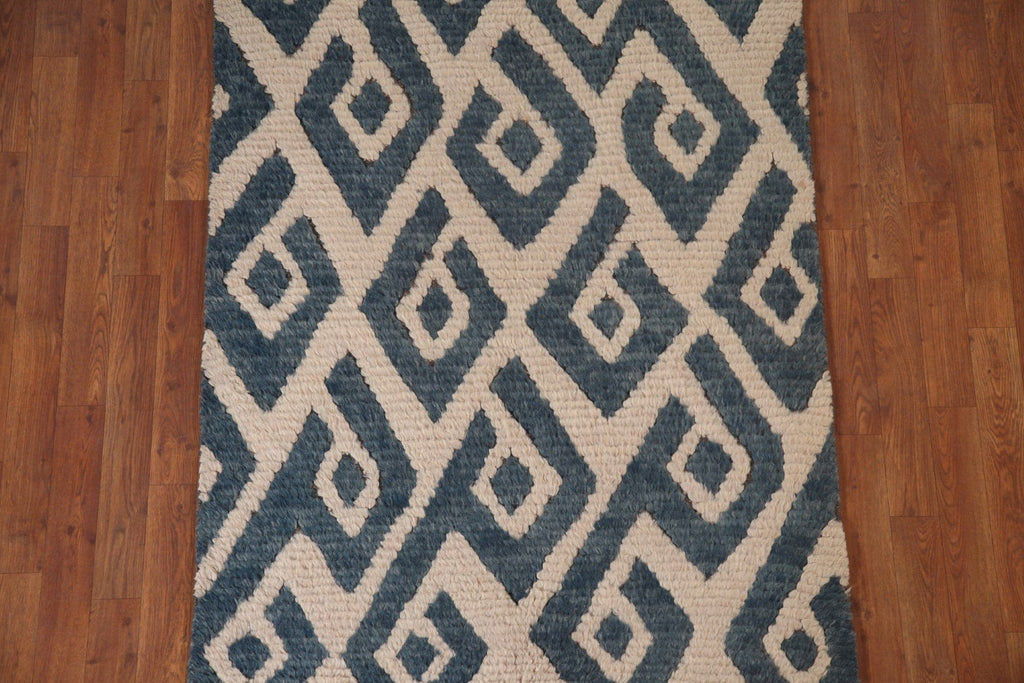 Geometric Moroccan Shaggy Oriental Area Rug 4x6