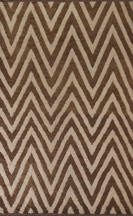 Chevron Moroccan Shaggy Oriental Area Rug 6x8