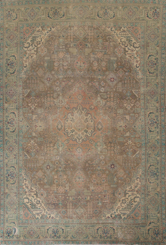 Distressed Over-Dyed Tabriz Persian Area Rug 9x12