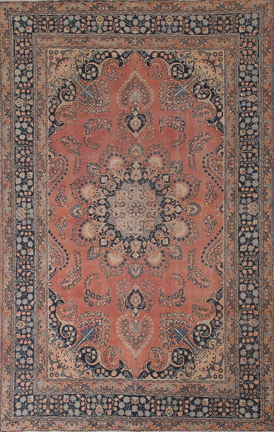 Distressed Mashad Persian Area Rug 6x9