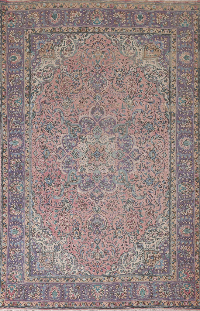 Pink Handmade Tabriz Persian Area Rug 7x10