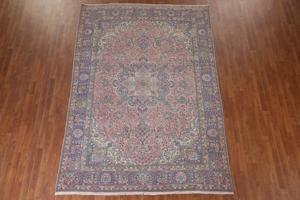 Pink Handmade Tabriz Persian Area Rug 7x10