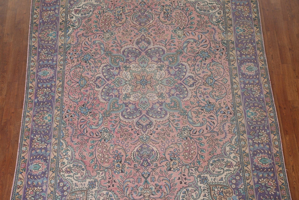 Pink Handmade Tabriz Persian Area Rug 7x10