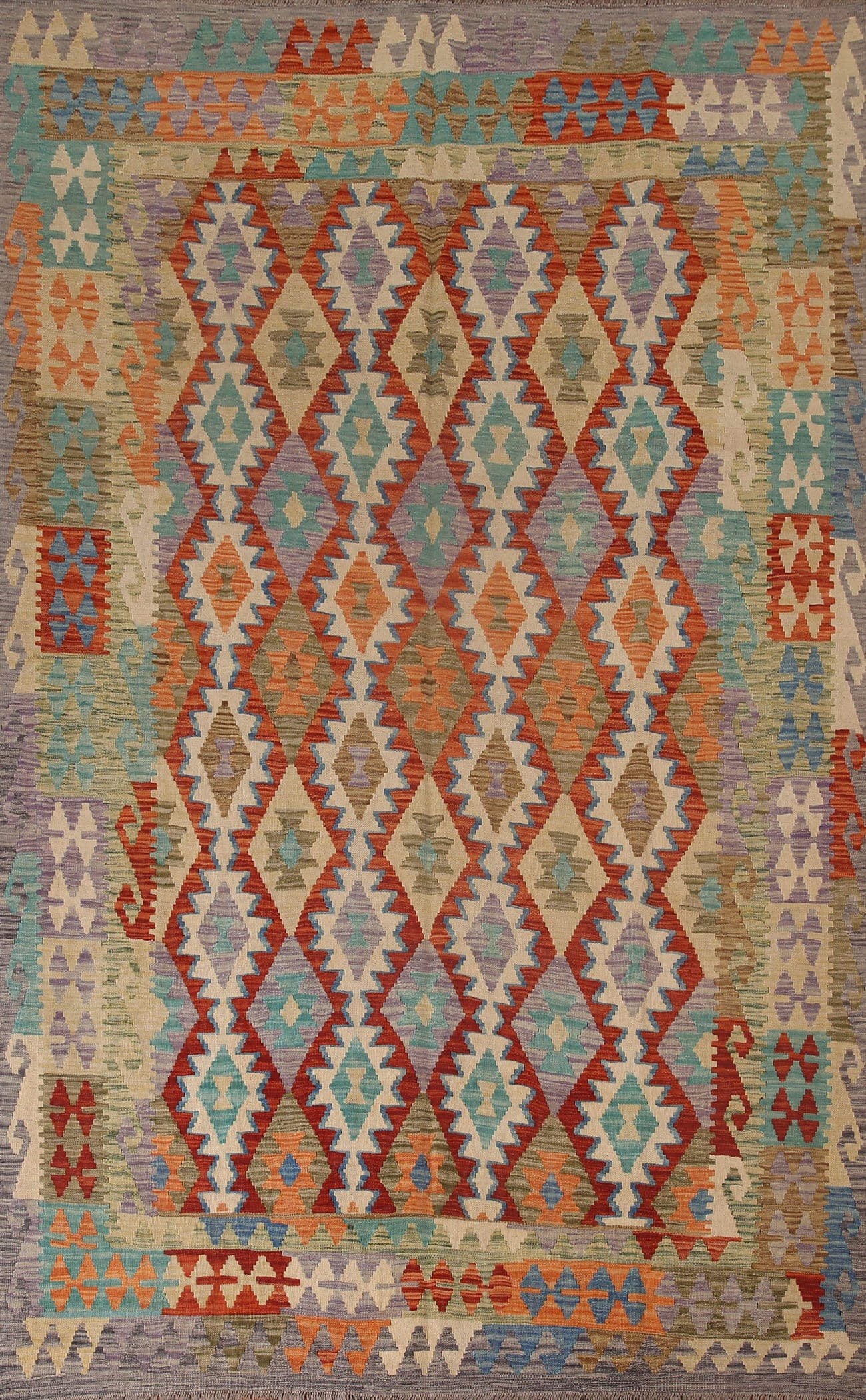 Geometric Kilim Reversible Area Rug 7x9