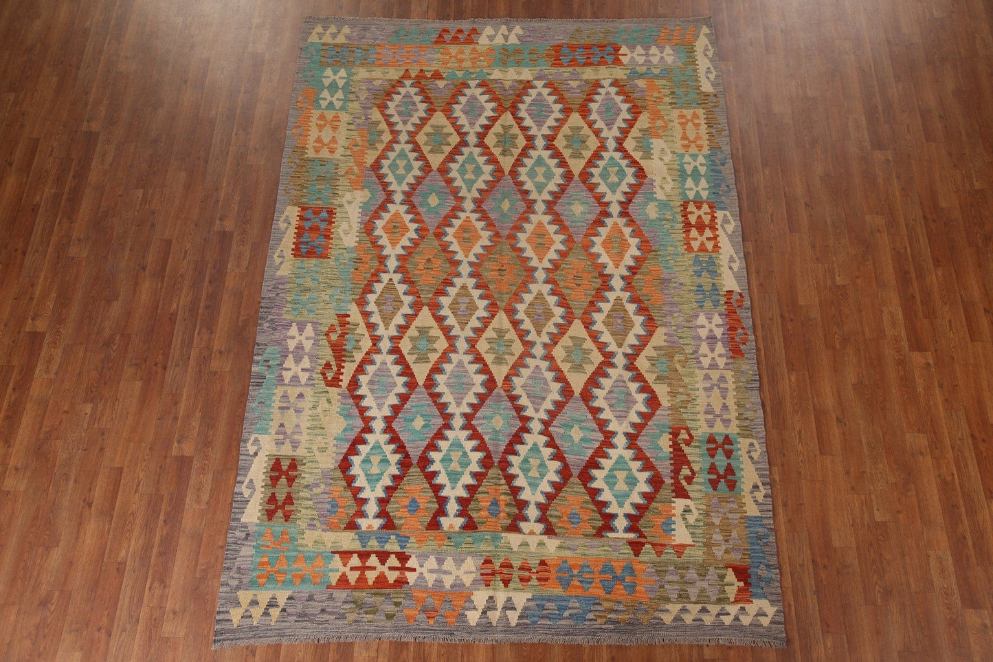 Geometric Kilim Reversible Area Rug 7x9