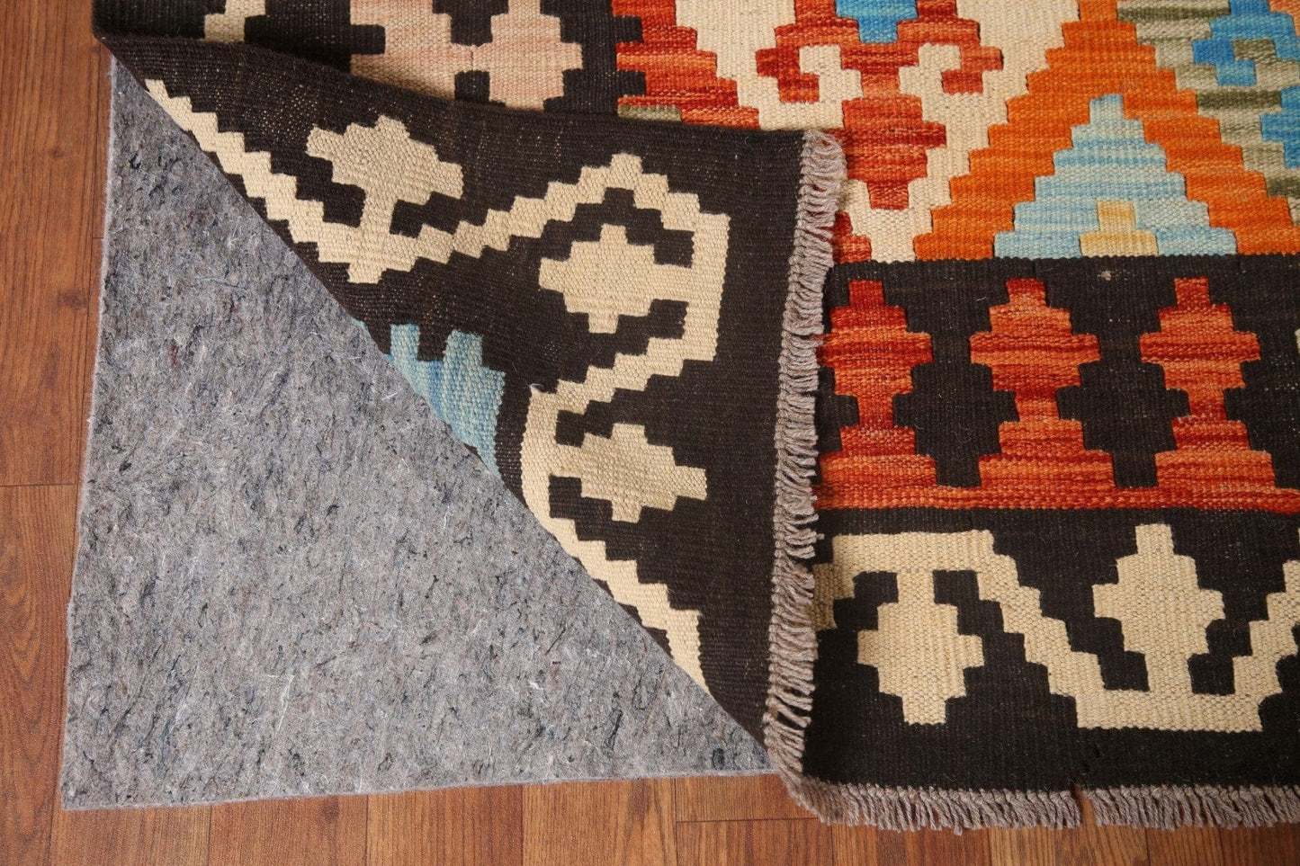 Geometric Kilim Reversible Wool Area Rug 7x10