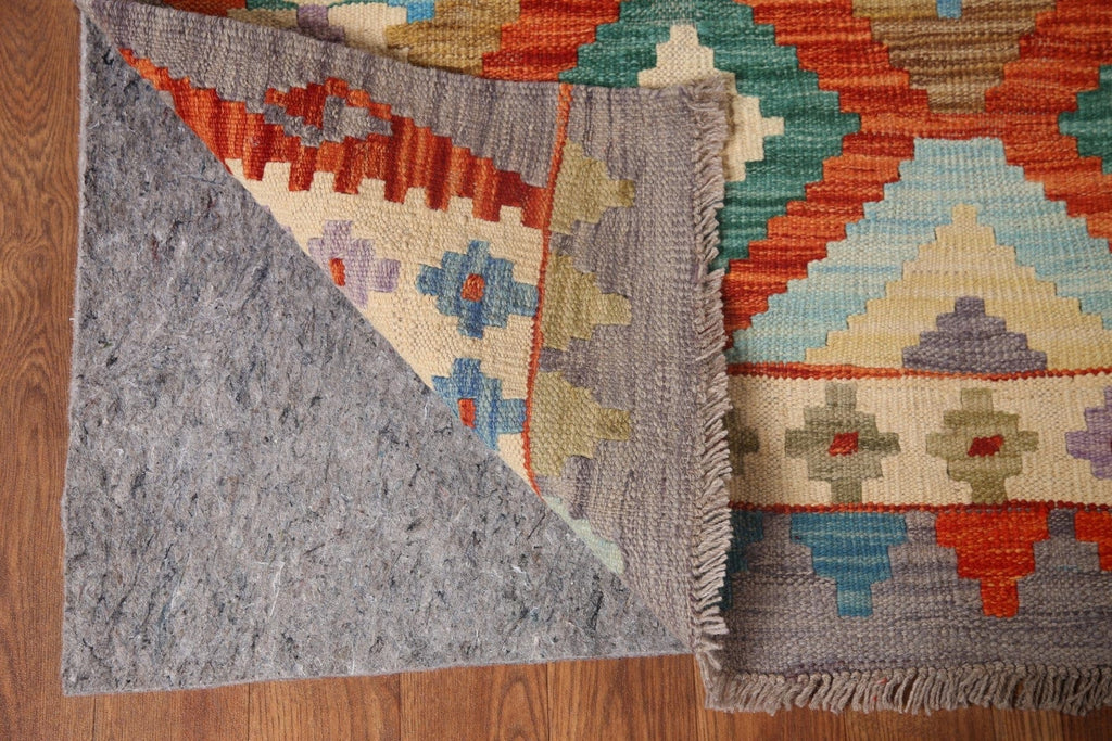 Geometric Kilim Reversible Wool Area Rug 7x10