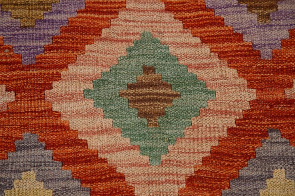 Geometric Kilim Reversible Wool Area Rug 7x10