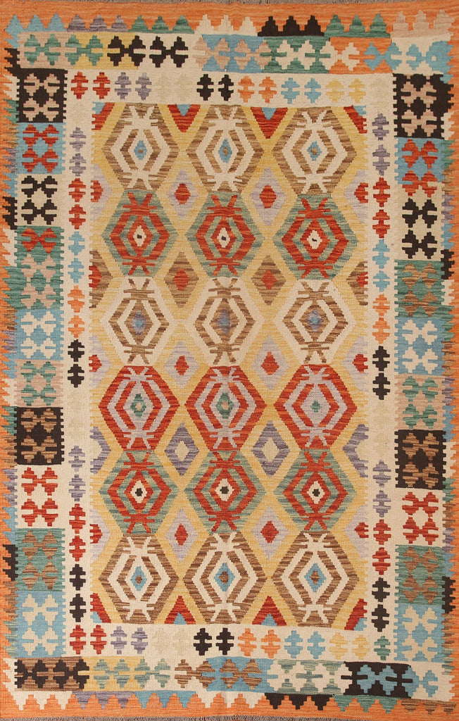 Reversible Wool Kilim Oriental Area Rug 7x9