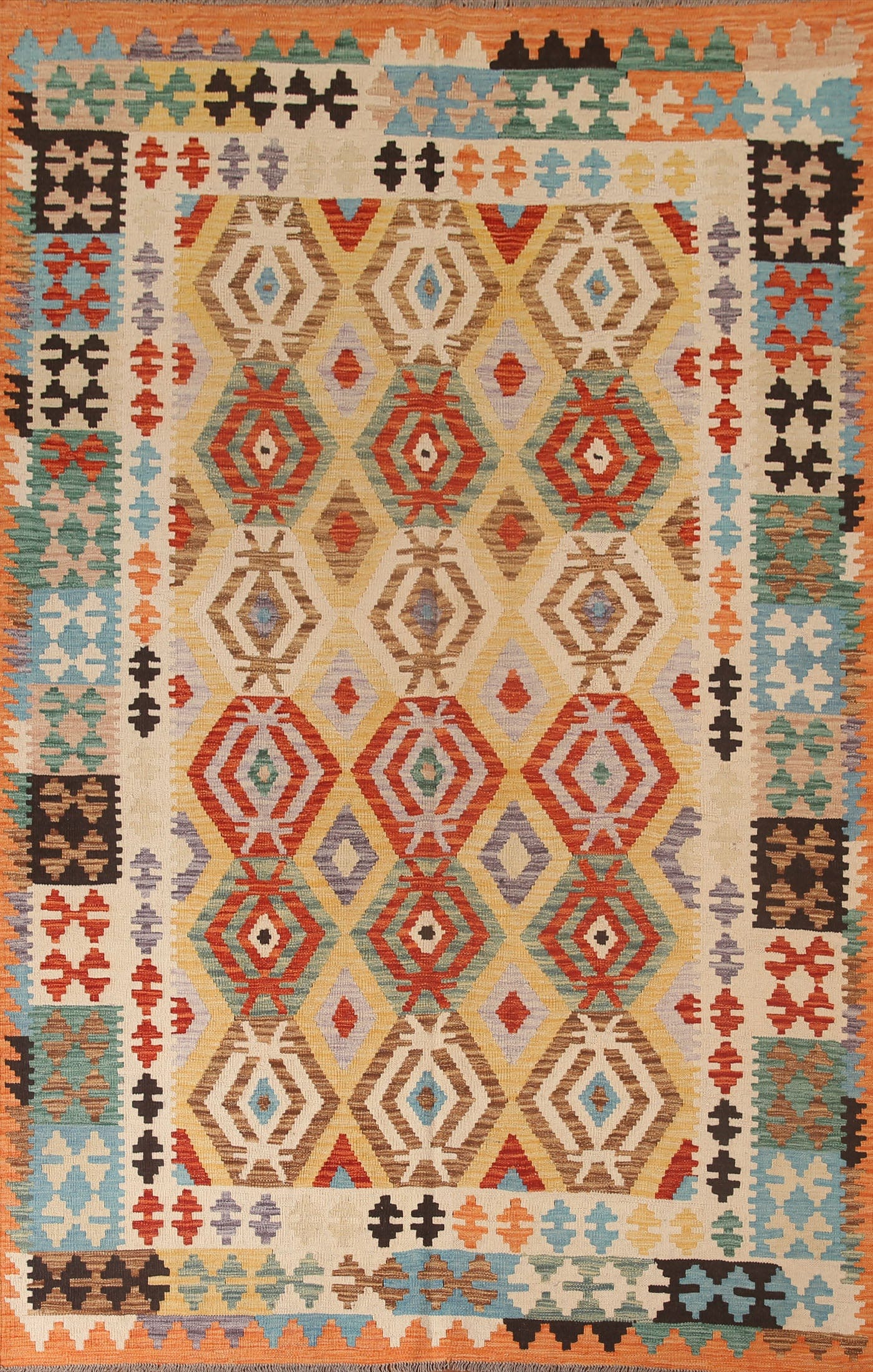 Reversible Wool Kilim Oriental Area Rug 7x9