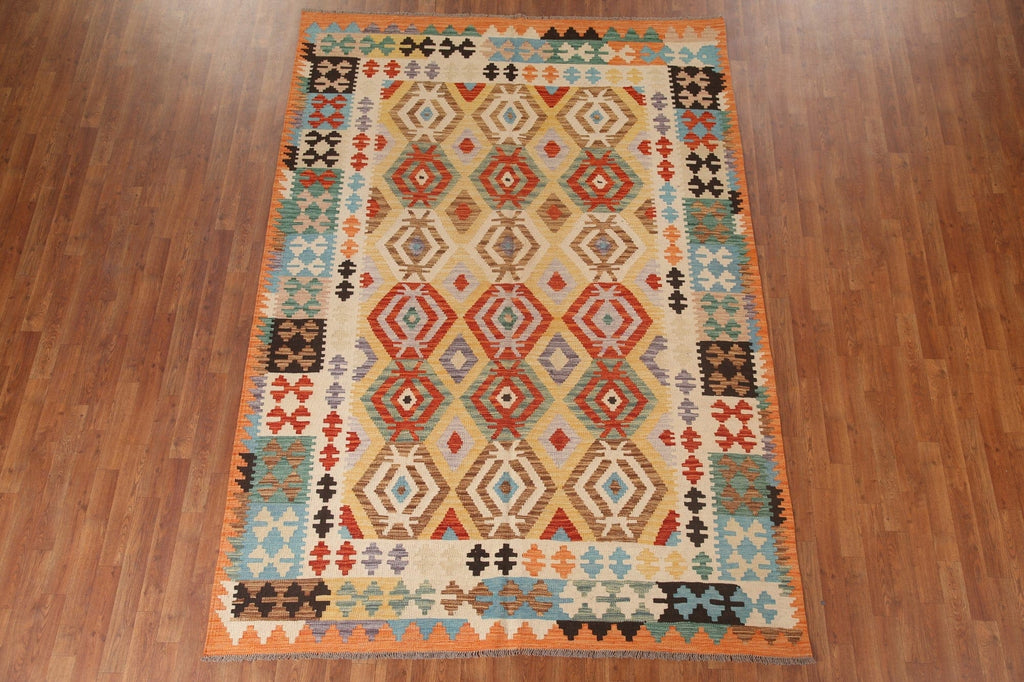 Reversible Wool Kilim Oriental Area Rug 7x9