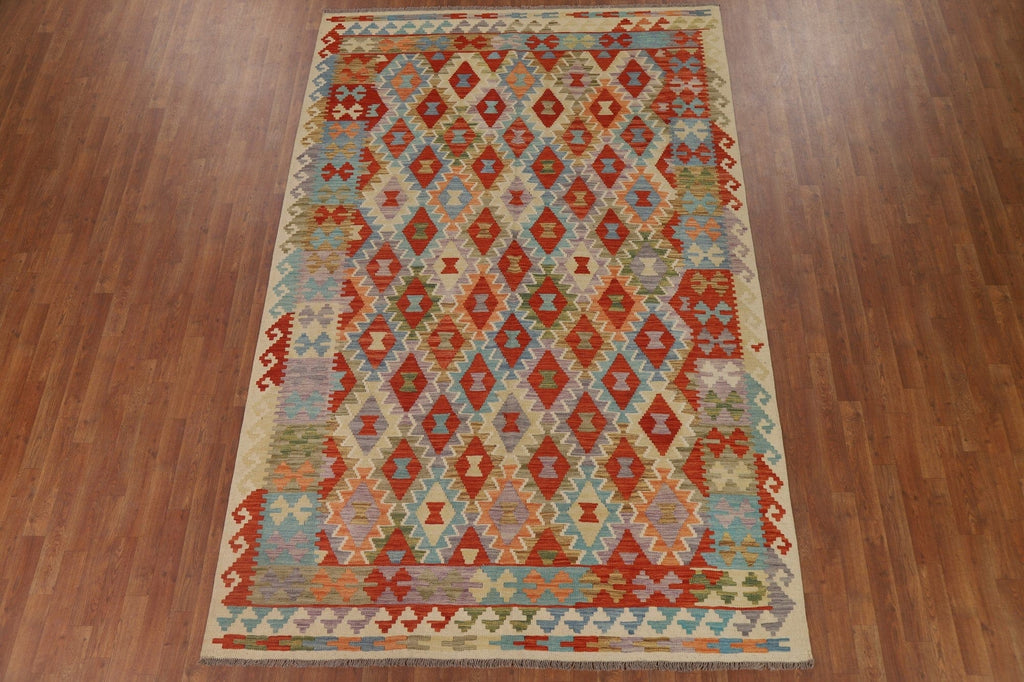 Kilim Reversible Wool Area Rug 6x10