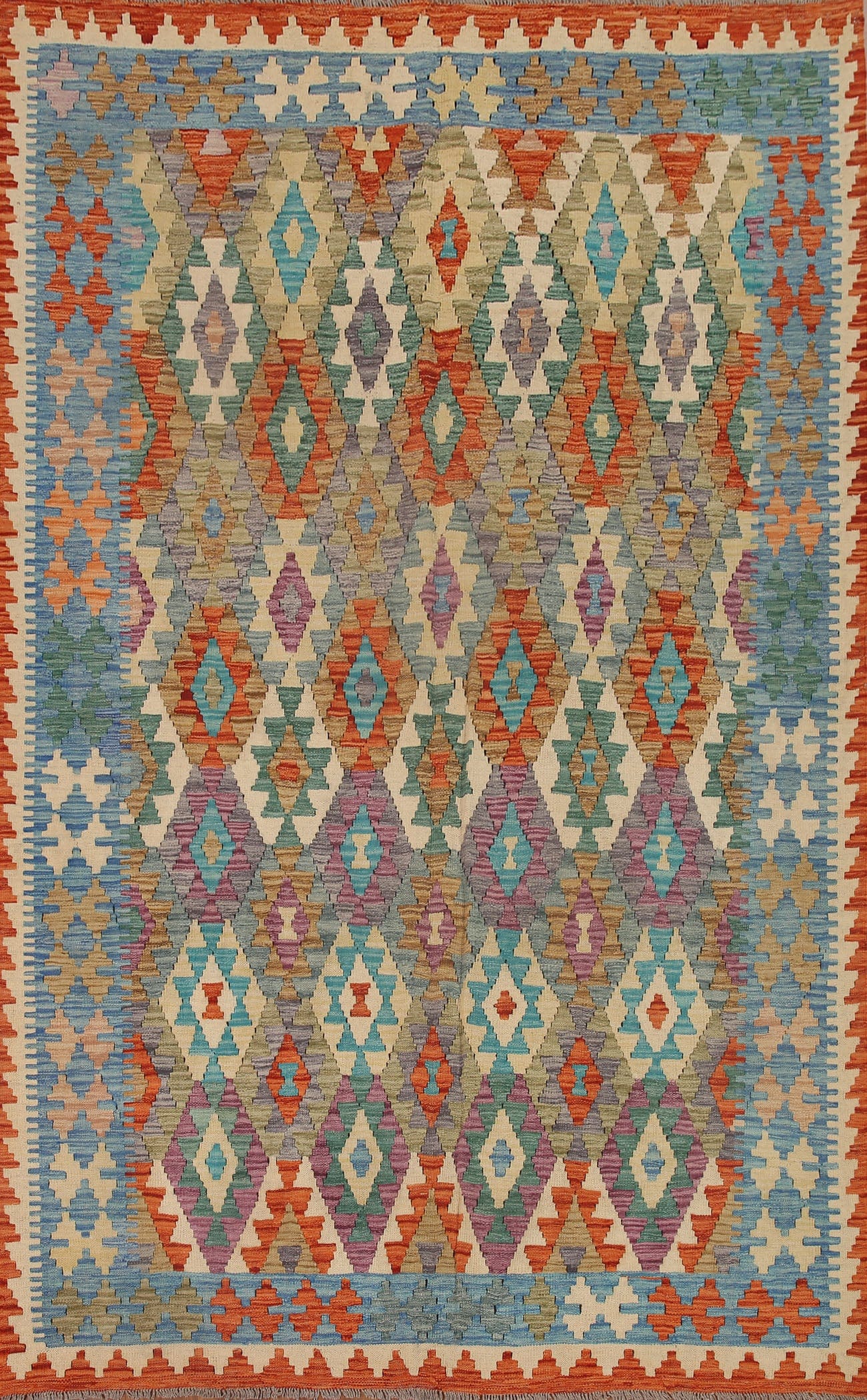 Kilim Reversible Wool Area Rug 7x9