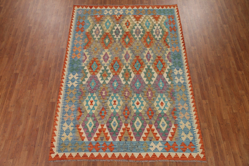 Kilim Reversible Wool Area Rug 7x9