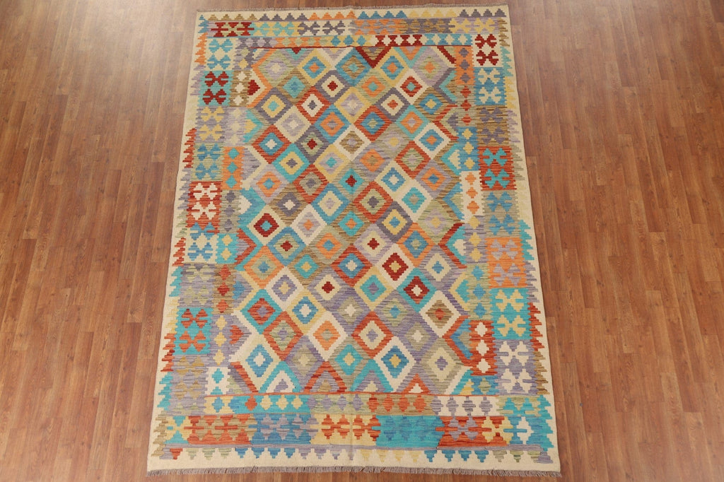 Reversible Wool Kilim Oriental Area Rug 7x10