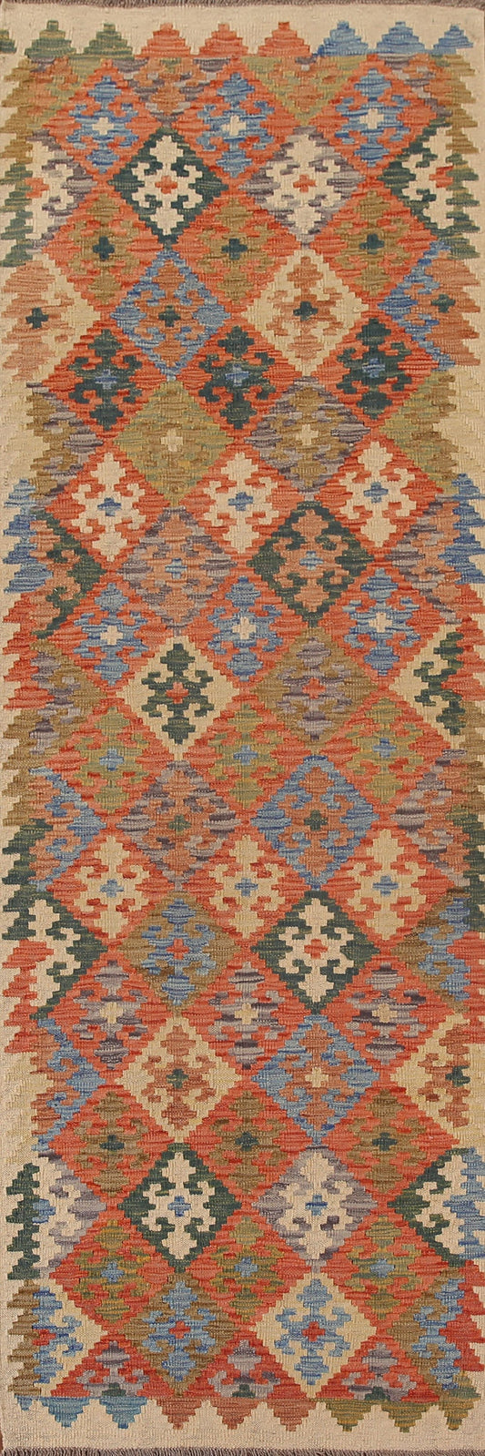 Reversible Wool Kilim Runner Rug 3x10