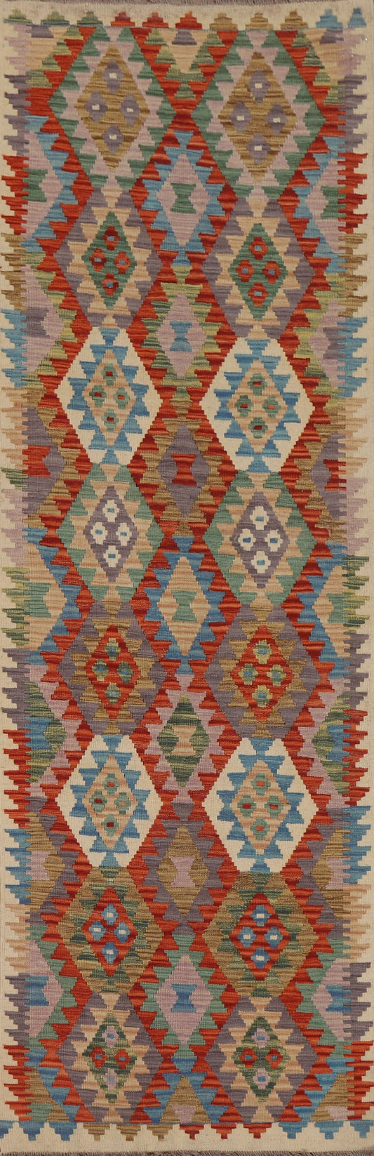 Geometric Kilim Oriental Runner Rug 3x10