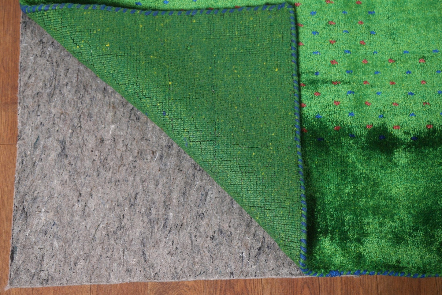 100% Silk Gabbeh Lori Green Area Rug 8x10