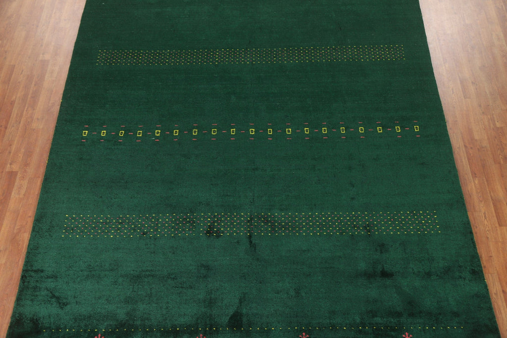 Green Gabbeh Lori 100% Silk Area Rug 9x12