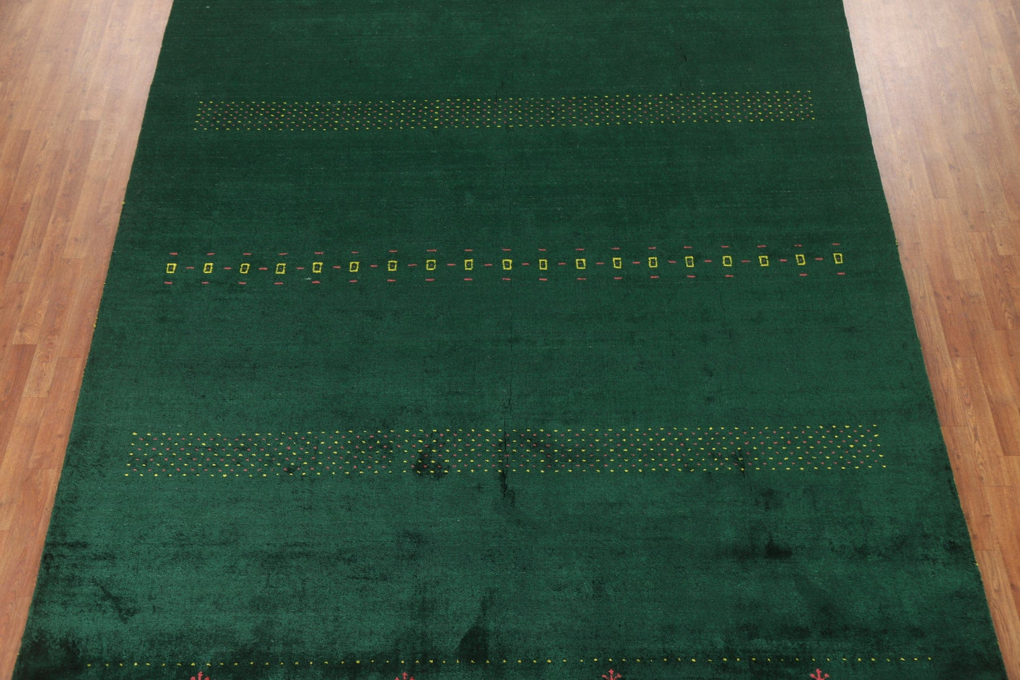 Green Gabbeh Lori 100% Silk Area Rug 9x12