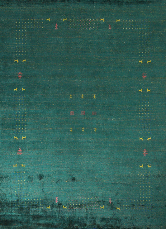 Green Silk Gabbeh Lori Oriental Area Rug 8x10