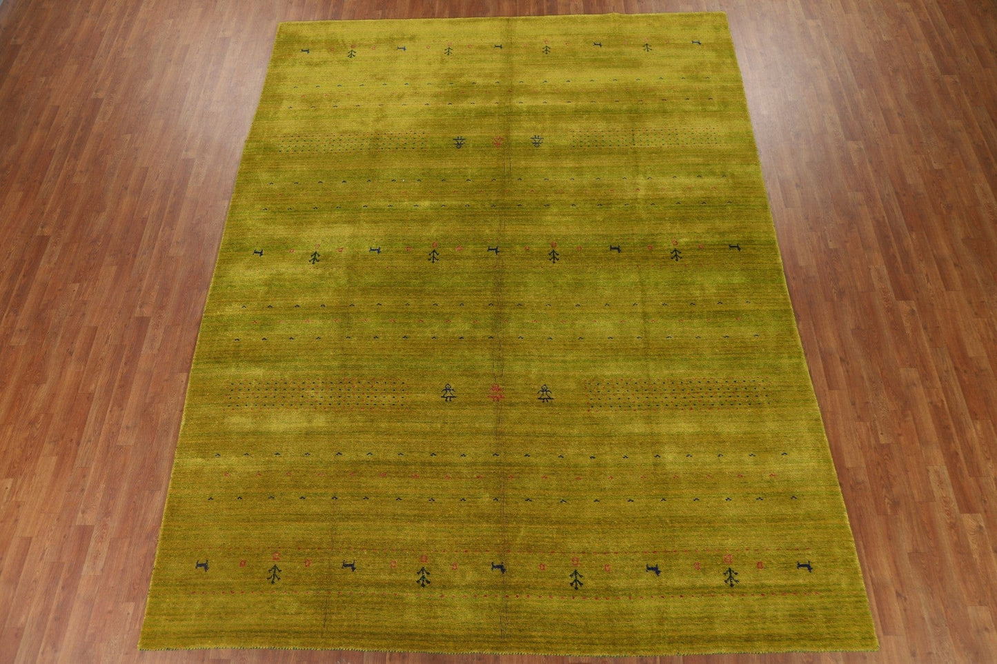 Green Tribal Gabbeh Wool Area Rug 9x12